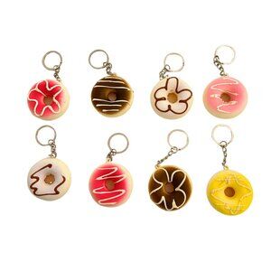 Mini Donut Keychain Set – 8 Piece Kawaii Bakery Charms
